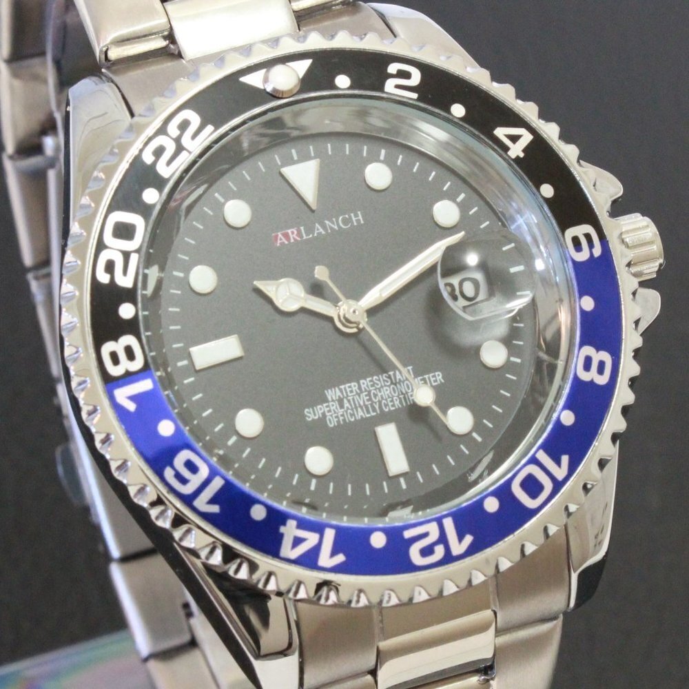 Men's Diver Style Watch Batman Bezel Stainless Bracelet 40mm - Picture 8 of 12